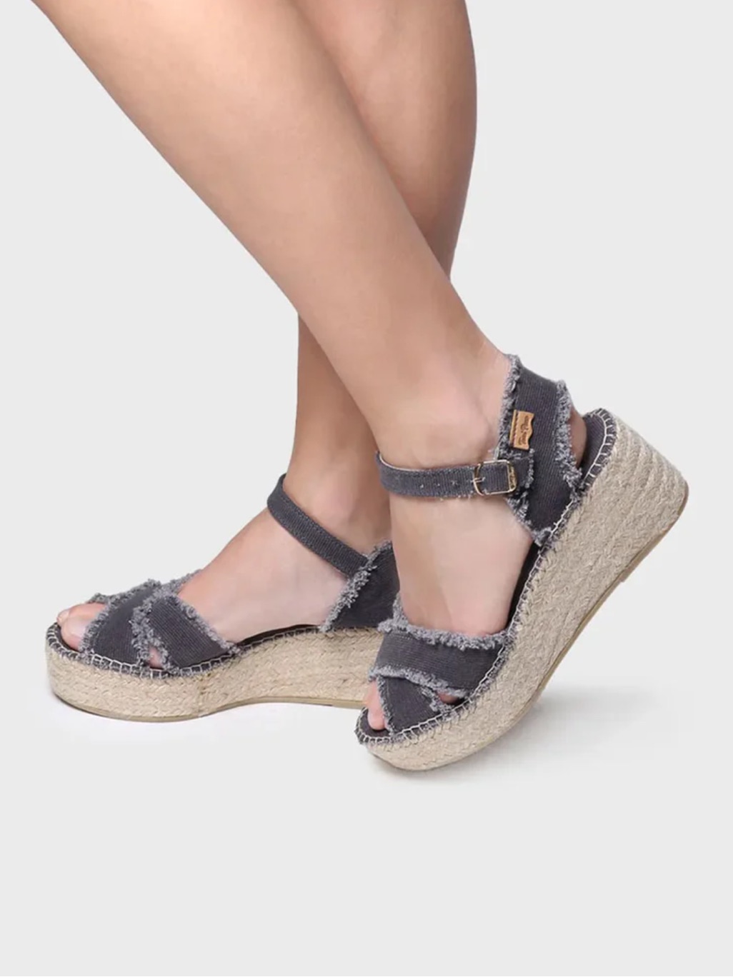 Toni Pons Irina Frayed Criss Cross Ankle Strap Wedge Sandals 42/10.5
